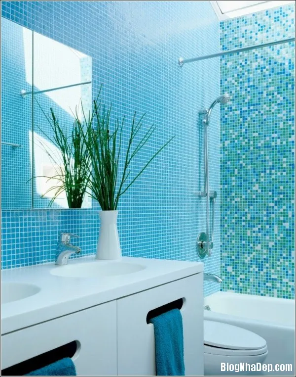 Những mẫu nhà tắm mát rượi với màu xanh của biển