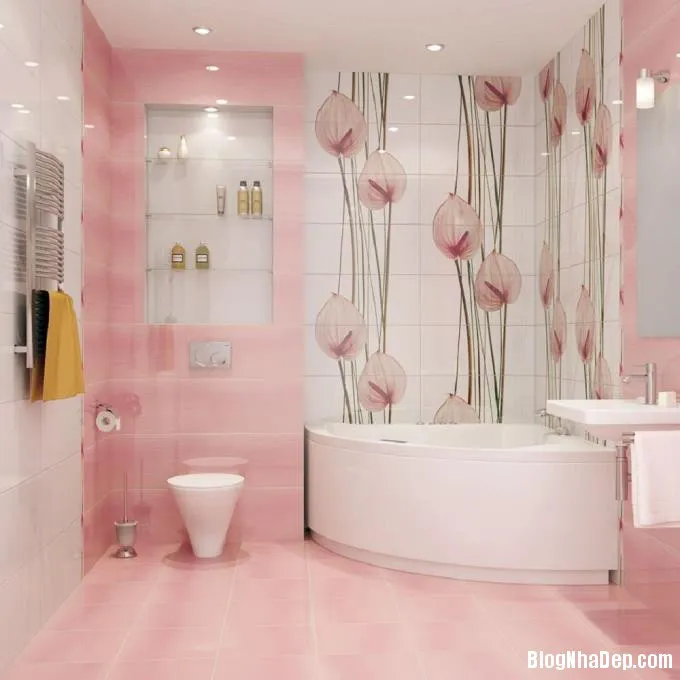 075238 1 large Phòng tắm nữ tính và quyến rũ với gam màu hồng