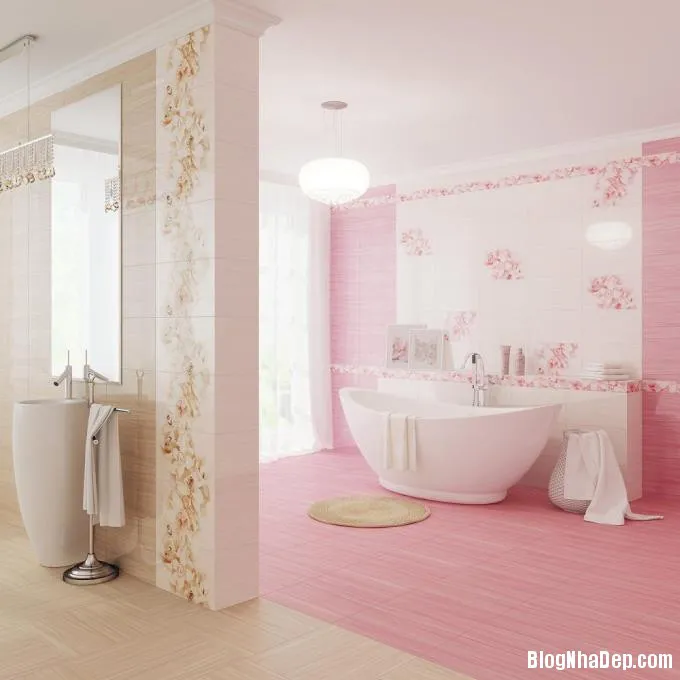 075238 2 large Phòng tắm nữ tính và quyến rũ với gam màu hồng