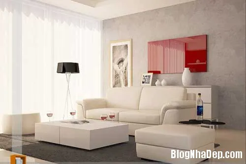 Trang trí nội thất theo phong cách trắng và đỏ