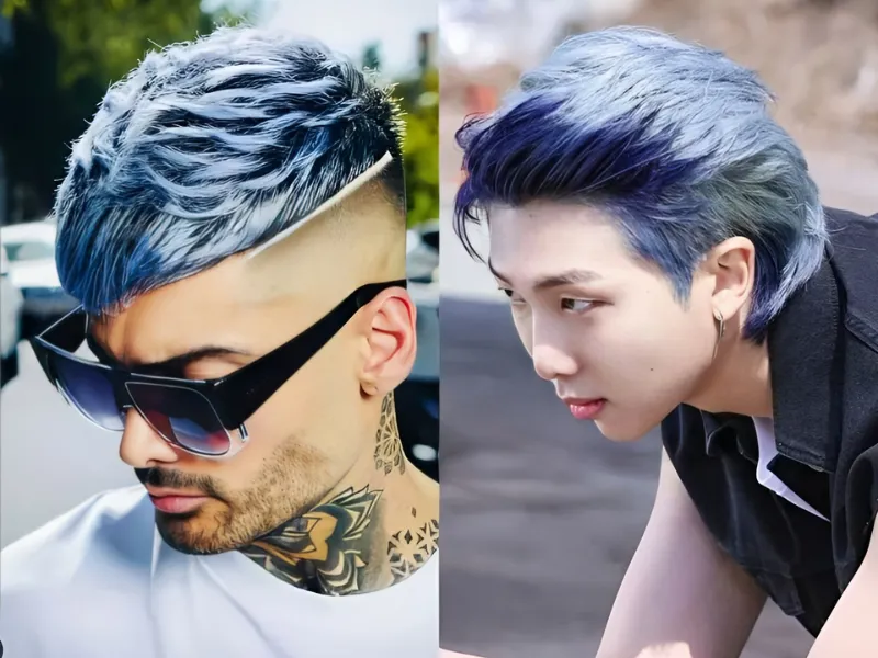 13+ kiểu tóc nhuộm màu xanh khói nam hot trend 2023