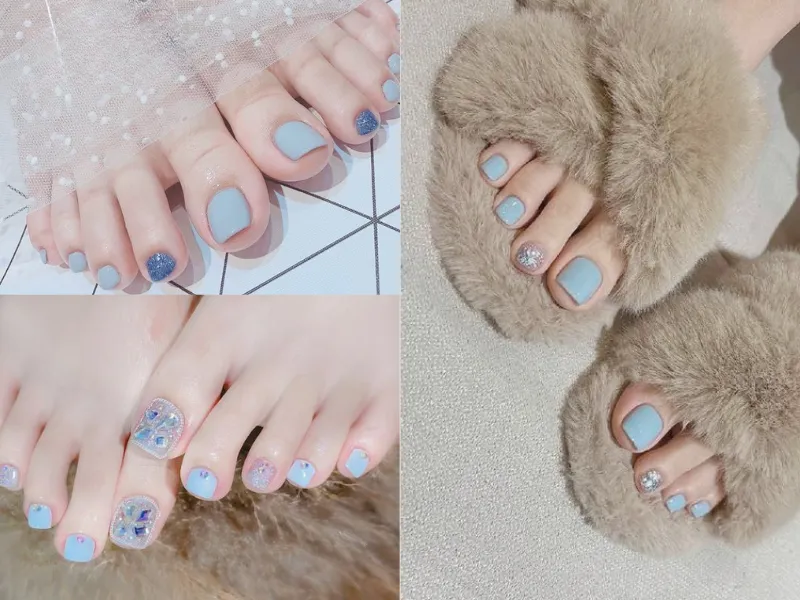 20+ mẫu móng chân màu xanh độc đáo, sành điệu cho bạn nữ