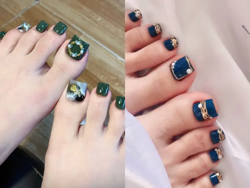 20+ mẫu móng chân màu xanh độc đáo, sành điệu cho bạn nữ