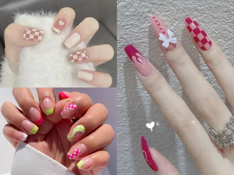 20+ mẫu nail caro trendy, xinh xắn, ấn tượng cho các nàng