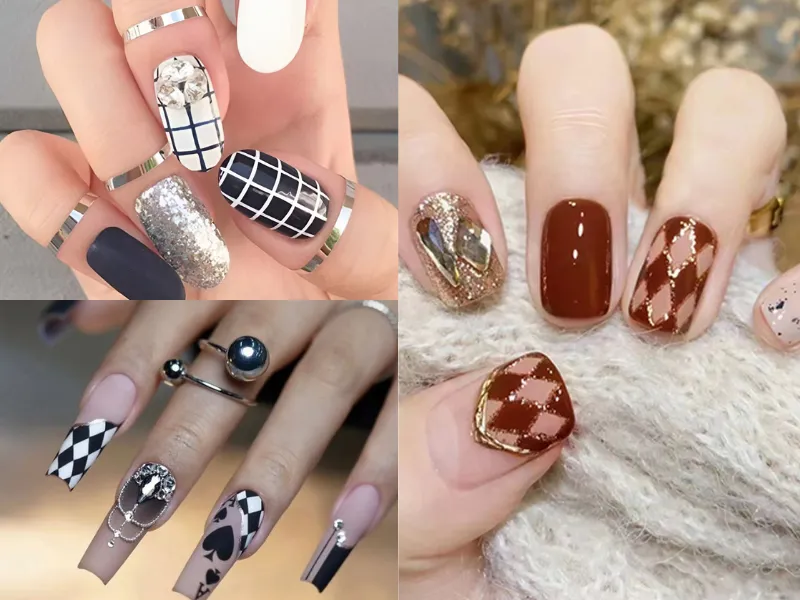 20+ mẫu nail caro trendy, xinh xắn, ấn tượng cho các nàng