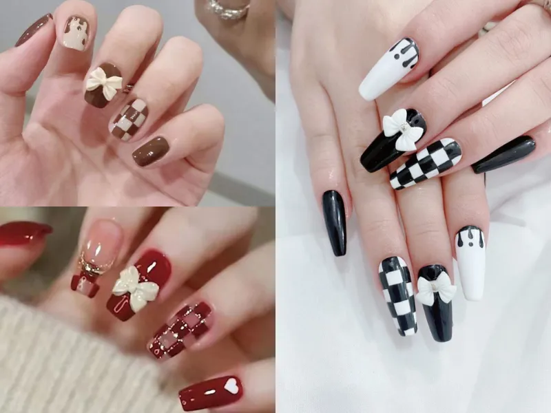 20+ mẫu nail caro trendy, xinh xắn, ấn tượng cho các nàng