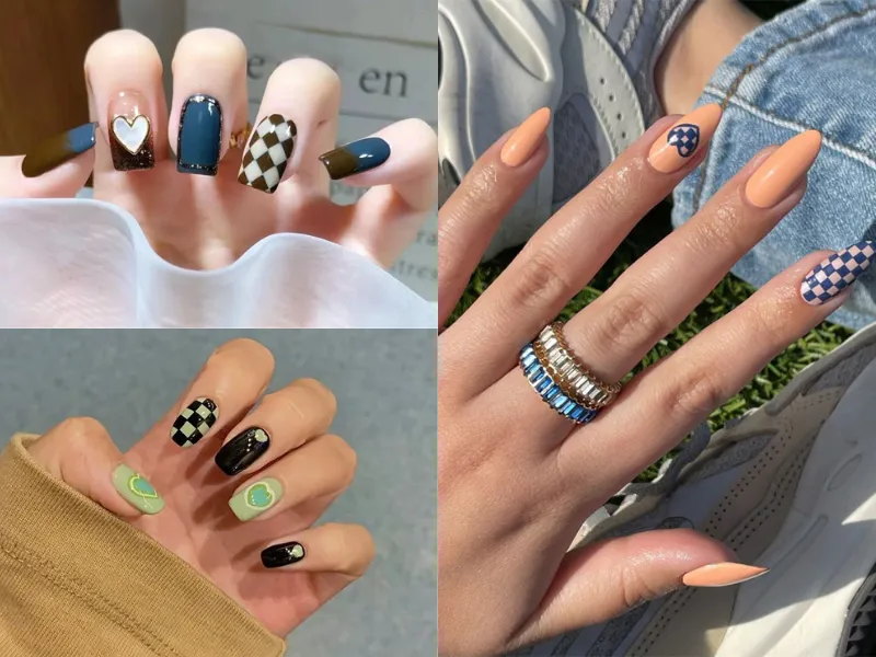 20+ mẫu nail caro trendy, xinh xắn, ấn tượng cho các nàng