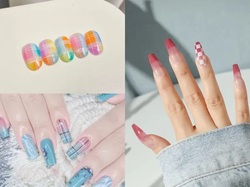 20+ mẫu nail caro trendy, xinh xắn, ấn tượng cho các nàng