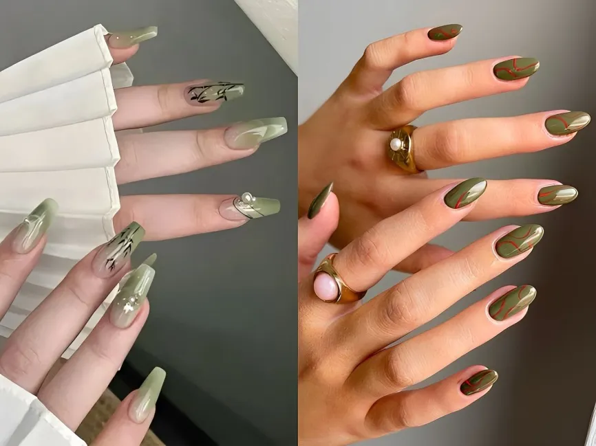 20+ mẫu nail màu xanh lá đẹp độc đáo và sành điệu