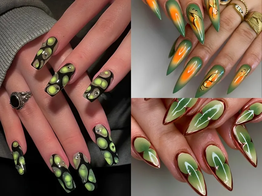 20+ mẫu nail màu xanh lá đẹp độc đáo và sành điệu