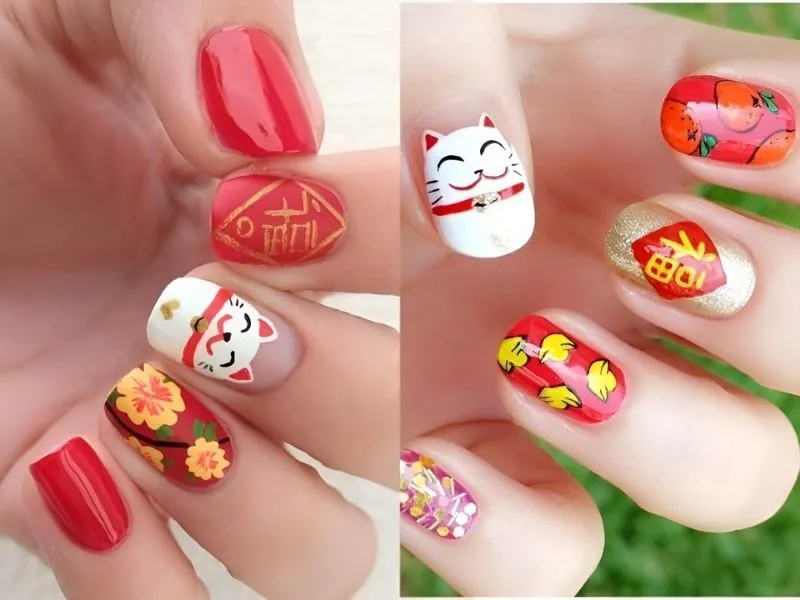 30+ mẫu nail Tết 2024 hot trend, rực rỡ đón Xuân sang