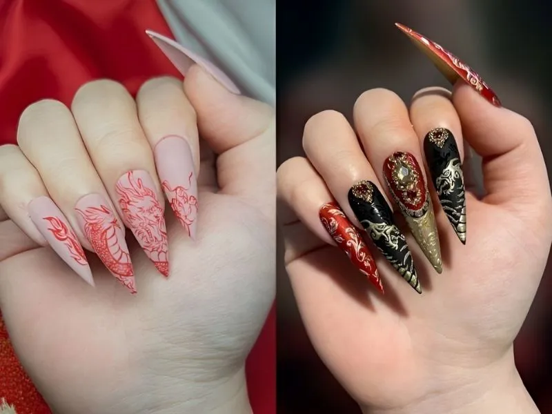 30+ mẫu nail Tết 2024 hot trend, rực rỡ đón Xuân sang