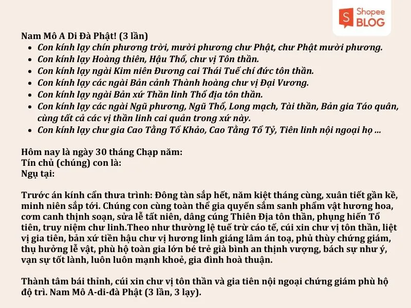 Cúng tất niên là gì? Mâm cơm và văn khấn chi tiết