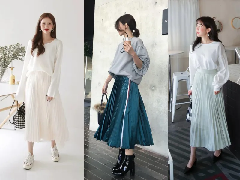 Gợi ý 12+ cách phối đồ với chân váy xếp ly dài mùa đông chuẩn Fashionista