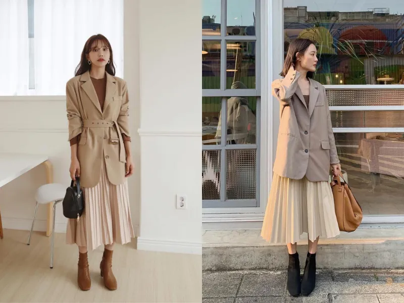 Gợi ý 12+ cách phối đồ với chân váy xếp ly dài mùa đông chuẩn Fashionista