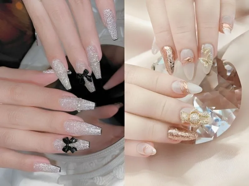 Mách nàng 20+ mẫu nail kim tuyến lấp lánh, đầy cuốn hút