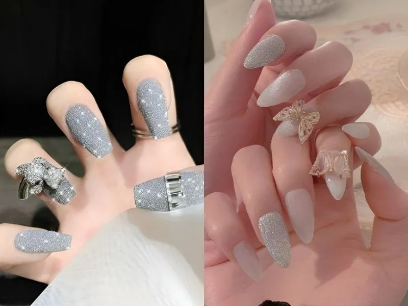 Mách nàng 20+ mẫu nail kim tuyến lấp lánh, đầy cuốn hút