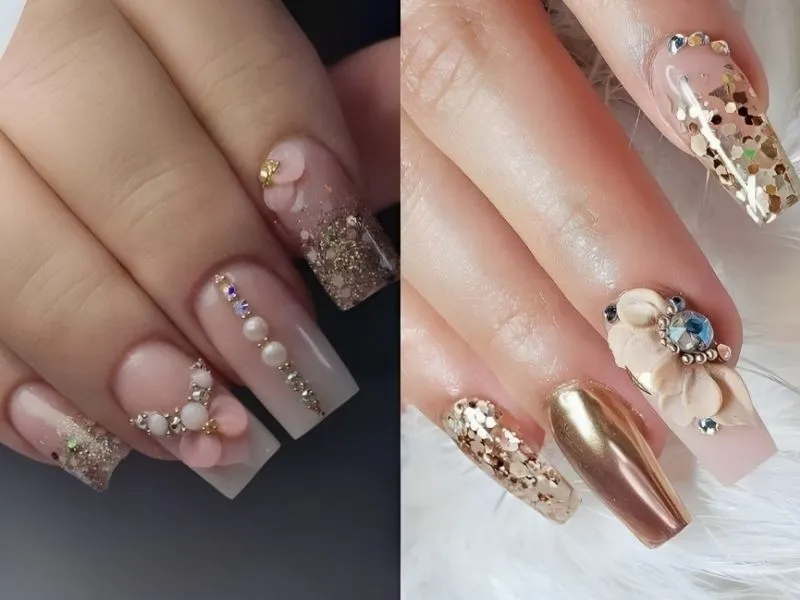 Mách nàng 20+ mẫu nail kim tuyến lấp lánh, đầy cuốn hút