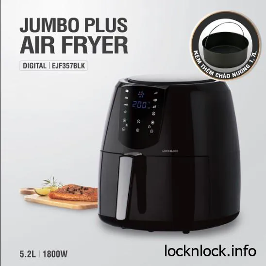 Review Nồi Chiên Không Dầu Lock&Lock Jumbo Plus Air Fryer 5.2 L