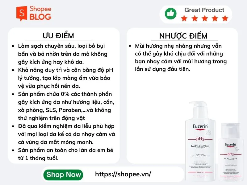 Review sữa rửa mặt Eucerin qua 5 dòng nổi bật của hãng