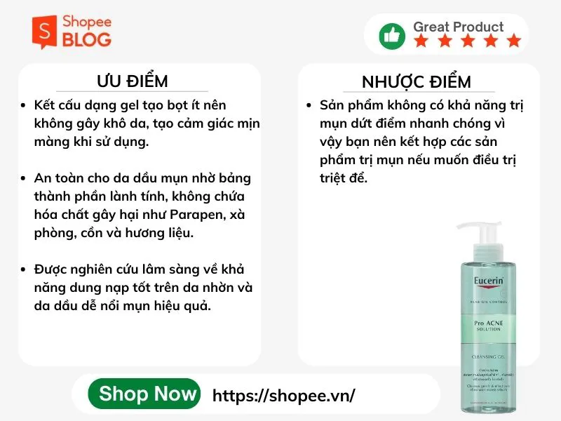 Review sữa rửa mặt Eucerin qua 5 dòng nổi bật của hãng