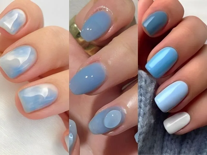 Top 20+ mẫu nail màu xanh dương nhạt tươi mát, đầy thu hút